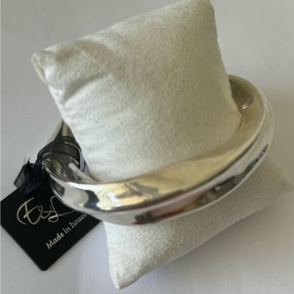 E&L Sterling Silver Bangle Statement Bracelet Israel Electroform Wavy D-2/5" - Picture 10 of 16